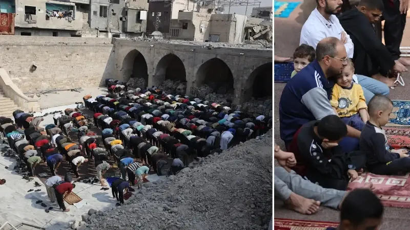 Gazzeliler Büyük Ömer Camisi'nde cuma namazı kıldı