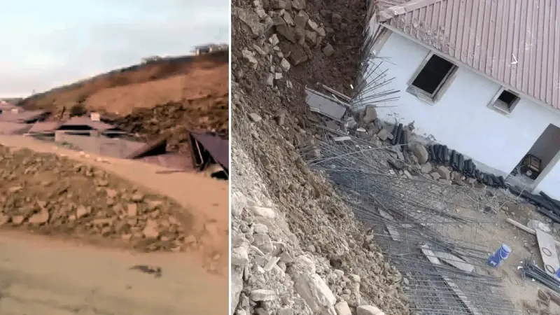 Kahramanmaraş’ta heyelan sonrası 10 ev toprak altında kaldı.