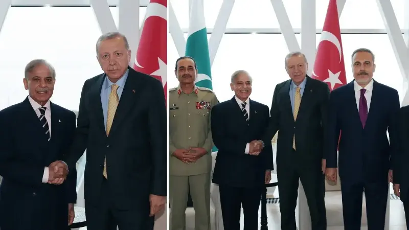 Cumhurbaşkanı Recep Tayyip Erdoğan, Karabağ Zaferi’nin 5'inci yıl dönümü kutlamalarına katılmak üzere bulunduğu Bakü’de Pakistan Başbakanı Şahbaz Şerif’i kabul etti.