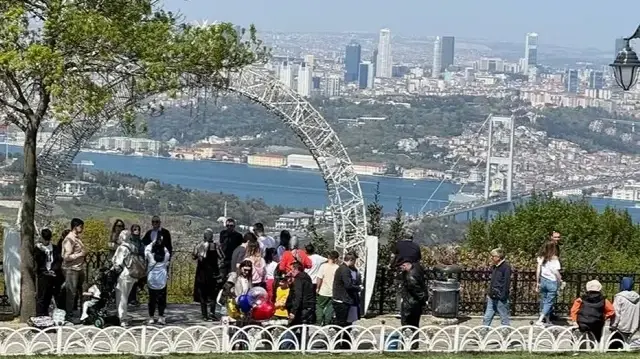 Des familles se promenant sur les hauteurs d'Istanbul, la capitale économique de la Türkiye. Le PIB de la Türkiye7% au troisième trimestre 2025.