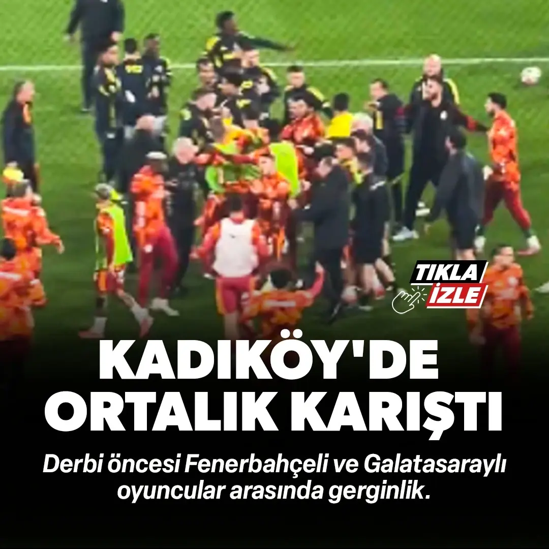 Kadıköy'de dev derbi öncesi ortalık karıştı: Oyuncular ısınmada birbirine girdi | VİDEO