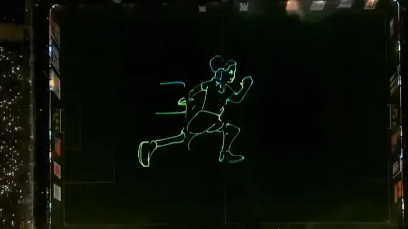 Stadyum ışıklarıyla görsel şov yapıldı.