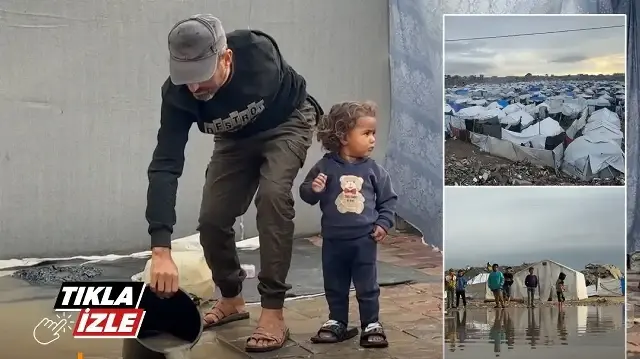 Şiddetli yağış Gazze'de binlerce Filistinli ailenin çadırını sular altında bıraktı
