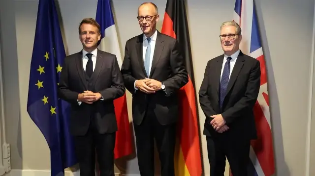 Премьер-министр Великобритании Кир Стармер, президент Франции Эммануэль Макрон и канцлер Германии Фридрих Мерц | Фото: ANI