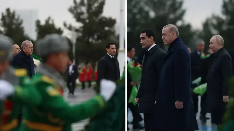 Cumhurbaşkanı Erdoğan, Türkmenistan'da liderlerle bir araya geldi.
