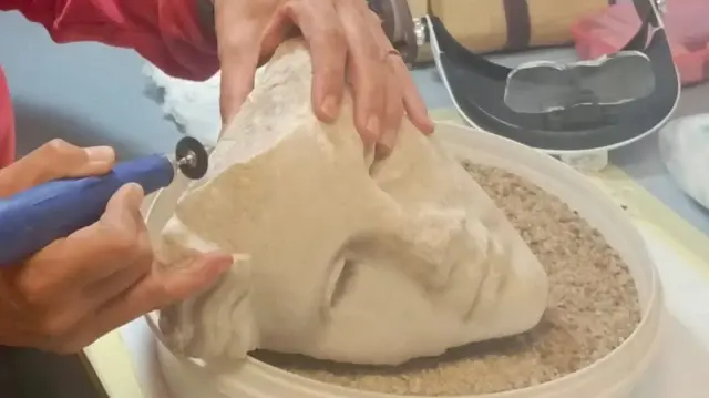Hellenistic goddess statue head discovered in Türkiye's ancient Metropolis