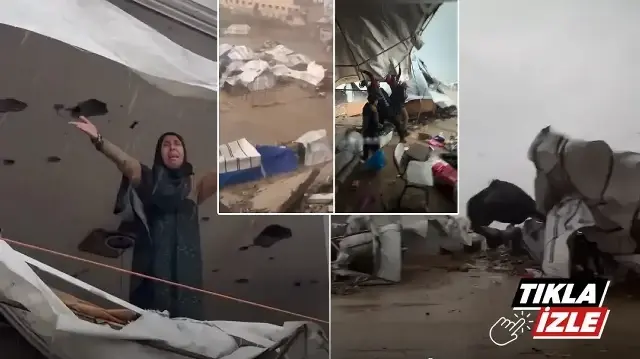 Gazze'de yağmur ve fırtına felakete dönüştü: Çadırlar uçtu binlerce aile soğuk ve selle baş başa kaldı
