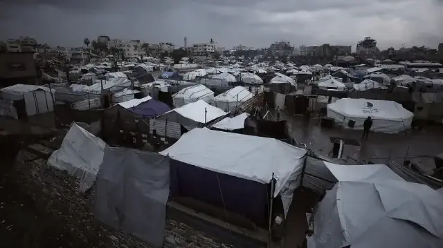 Storm floods Gaza hospital and displaces thousands living in tents