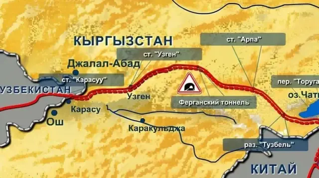 Проект железной дороги «Китай-Кыргызстан-Узбекистан».
