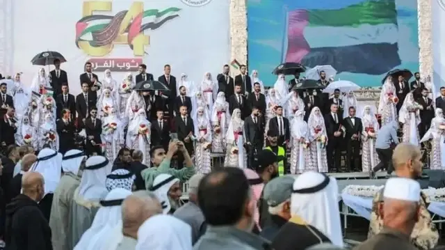  ضمن عملية "الفارس الشهم 3.. زفاف جماعي لـ54 زوجا في غزة
