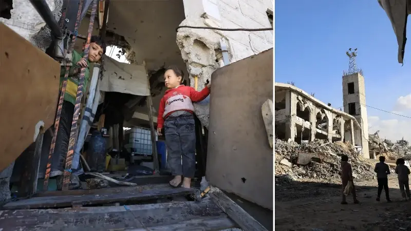 Cibaliya’daki yıkılmış camide yaşayan Filistinli aile yağışlar nedeniyle endişeli