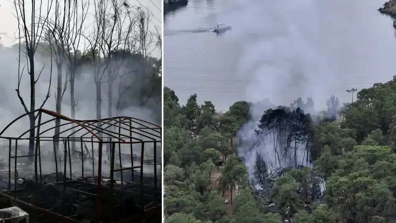 Fethiye'de kamp alanında çıkan yangın kontrol altına alındı