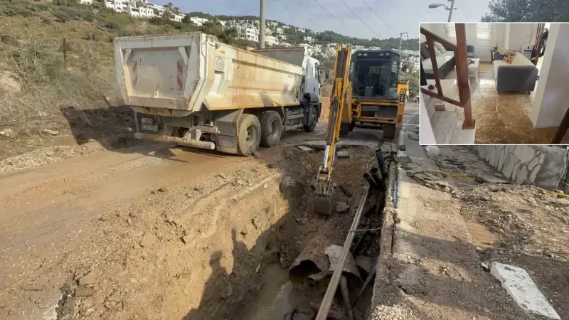 Bodrum’da hat yine patladı: Sitedeki evleri su bastı