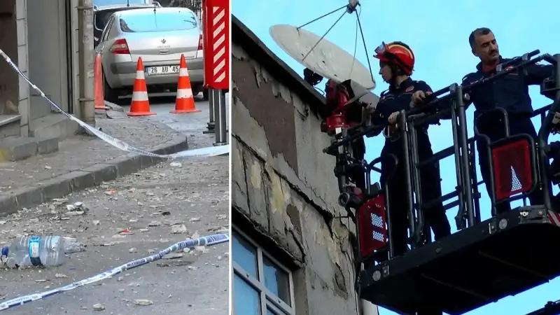 Bayrampaşa’da üç katlı binadan kopan beton parçalar aracın üzerine düştü