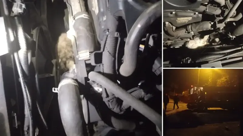 Motora sıkışan kediyi itfaiye ekipleri kurtardı