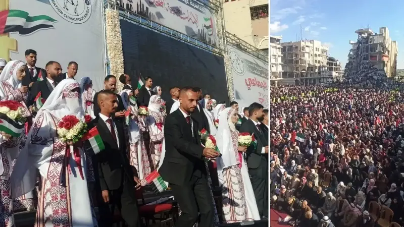 Gazze’de 54 çift savaşın gölgesinde dünya evine girdi