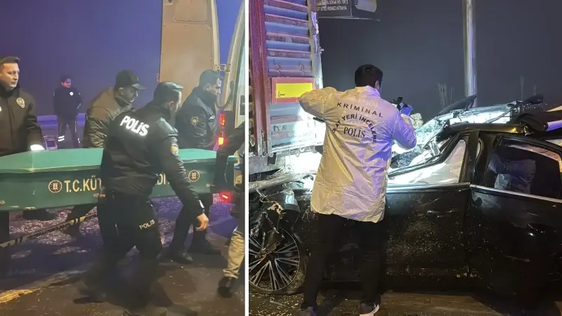 Kütahya'da tıra çarpan otomobildeki 4 kişi hayatını kaybetti