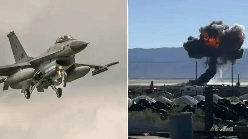 ABD’de F-16C savaş uçağı çöle düştü