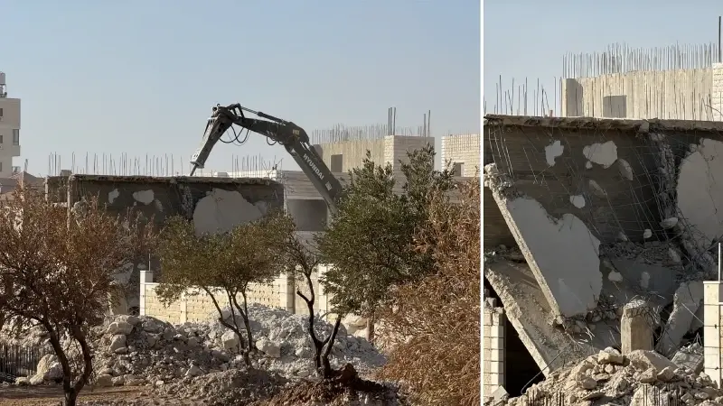 Katil İsrail işgal altındaki Batı Şeria'da Filistinlilere ait bir evi yıktı