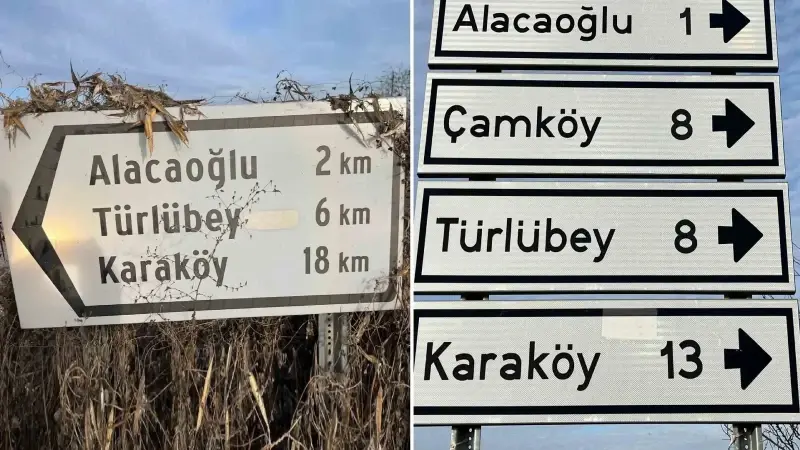 Yaklaştıkça uzaklaşan tabela sosyal medyada viral oldu