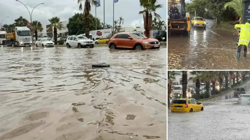 Bodrum’u sel bastı: Trafik durdu araçlar sular altında kaldı