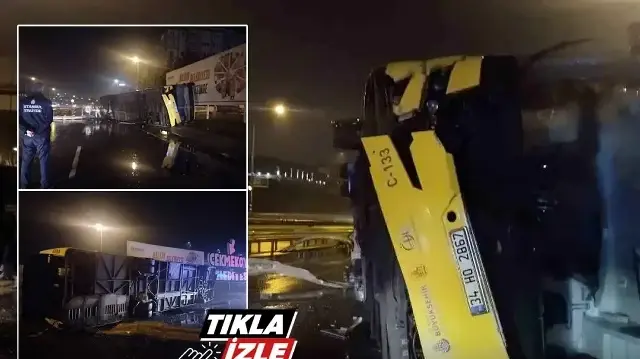 Çekmeköy'de İETT'ye bağlı özel halk otobüsü devrildi