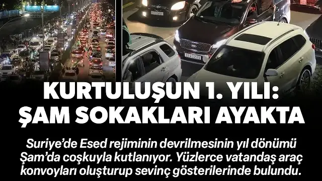 Şam'da bağımsızlık coşkusu: Halk 61 yıllık Baas rejiminden kurtuluşun yıl dönümünü kutluyor