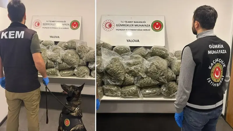 Fransa’dan Yalova’ya gelen tırda 37 kilo 742 gram esrar ele geçirildi