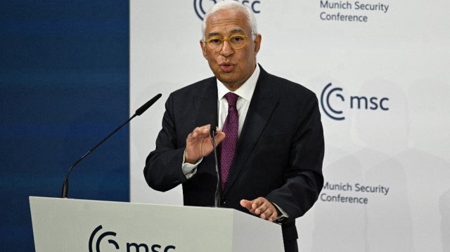 Le président du Conseil européen, Antonio Costa, prononce un discours lors de la 61e conférence de Munich sur la sécurité (MSC) à Munich, dans le sud de l'Allemagne, le 15 février 2025.