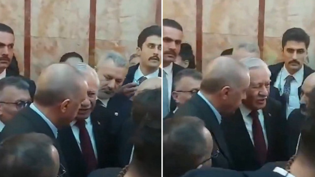 Cumhurbaşkanı Erdoğan ve TBMM Başkanvekili Adan ayak üstü sohbet etti