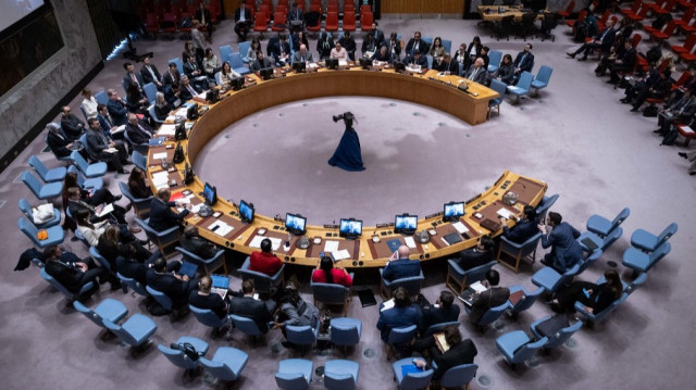 Vue d'ensemble du Conseil de sécurité des Nations unies lors d'une réunion concernant l'Office de secours et de travaux des Nations unies (UNRWA) au siège de l'ONU à New York, le 28 janvier 2025.