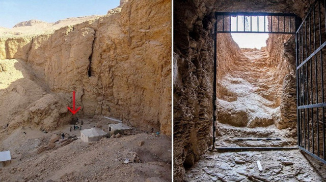 Le ministère égyptien des Antiquités a partagé une photo montrant l’entrée de la tombe du roi Thoutmosis II à Louxor, dans le sud de l’Égypte, le 19 février 2025.