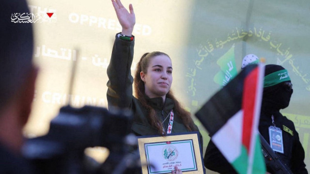 Cette image diffusée par le bureau des médias du Hamas le 30 janvier 2025 montre la soldate israélienne Agam Berger.
