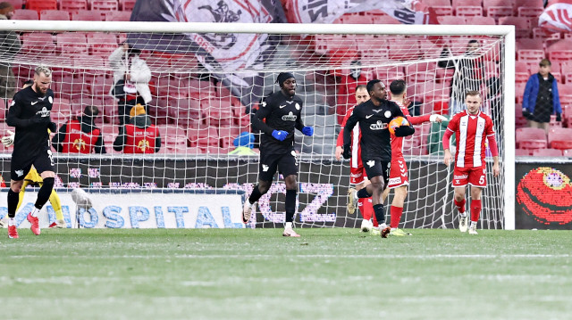 Rizespor'un gol sevinci.