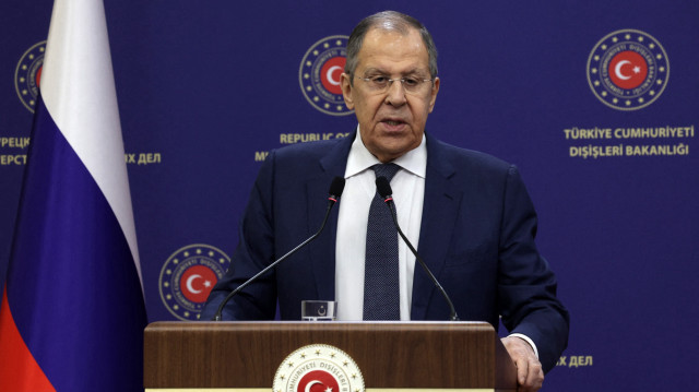 Le ministre russe des Affaires étrangères, Sergey Lavrov, lors d'une conférence de presse conjointe avec son homologue turc à Ankara, le 24 février 2025.