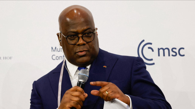 Le président congolais Felix-Antoine Tshisekedi Tshilombo s'exprime lors de la 61e conférence de Munich sur la sécurité (MSC) à Munich, dans le sud de l'Allemagne, le 14 février 2025. 