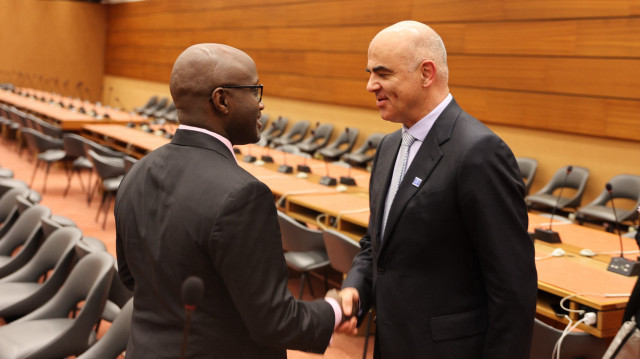 Le ministre rwandais des Affaires étrangères Olivier Nduhungirehe a tenu une réunion bilatérale avec le Secrétaire Général du Conseil de l'Europe, Alain Berset, le 26 février 2025.