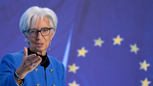 Christine Lagarde, présidente de la Banque centrale européenne (BCE), lors d'une conférence de presse sur la politique monétaire de la zone euro, au siège de la banque centrale à Francfort-sur-le-Main, dans l'ouest de l'Allemagne, le 30 janvier 2025.