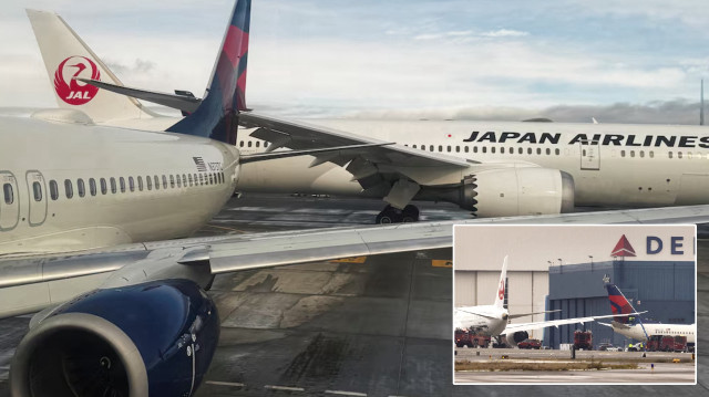 Japan Airlines uçağı, Delta uçağına çarptı; Uçuşlar aksadı



