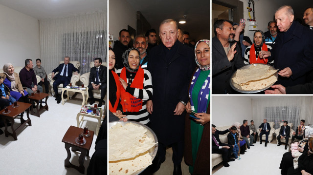 Cumhurbaşkanı Erdoğan, Adıyaman'da yeni evlerine kavuşan depremzede ailenin misafiri oldu.