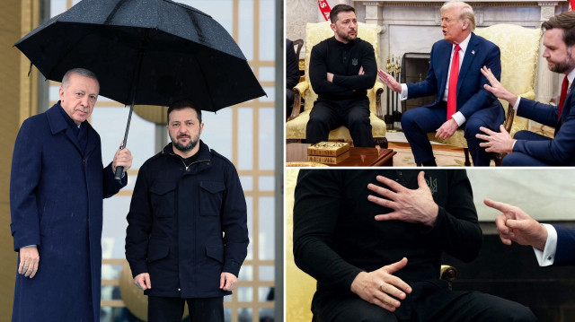 Zelenski'nin Beyaz Saray'dan kovulması tepki çekti. Cumhurbaşkanı Erdoğan, resmi törenle karşıladığı Ukrayna liderine şemsiye tutmuştu.