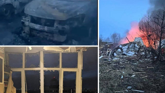 Les forces ukrainiennes ont mené une attaque de drone à grande échelle contre la ville de Moscou en Russie, la nuit du 10 au 11 mars 2025.
