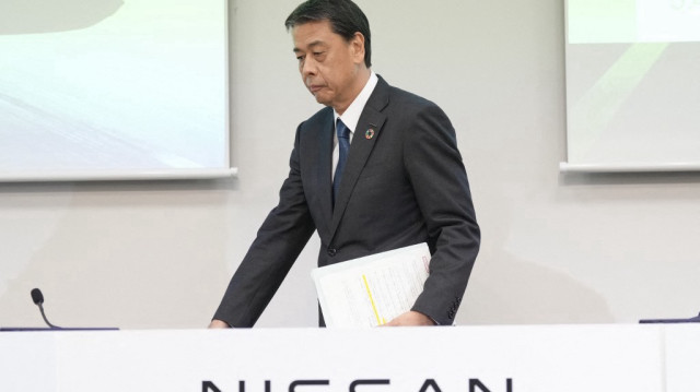 Le président-directeur général de Nissan Motor, Makoto Uchida, lors d'une conférence de presse au siège de la société à Yokohama, dans la préfecture de Kanagawa, le 13 février 2025.