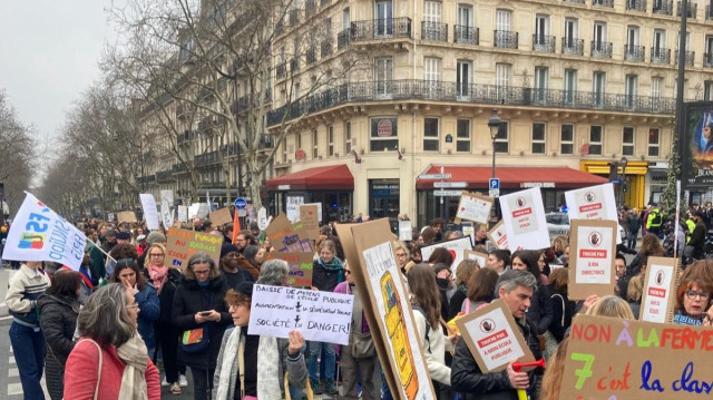 Grêve contre les coupes budgétaires dans l'éducation, à Paris, en France, le 11 mars 2025.
