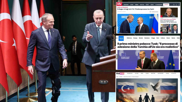 Polonya Başbakanı Donald Tusk, Cumhurbaşkanı Recep Tayyip Erdoğan.