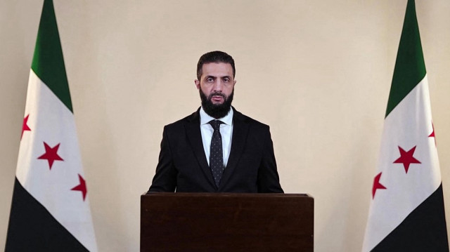 Le président de la Syrie, Ahmed al-Sharaa, s'exprimant à Damas le 9 mars 2025.