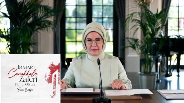 Emine Erdoğan, 18 Mart Şehitleri Anma Günü ve Çanakkale Deniz Zaferi'ni kutladı.