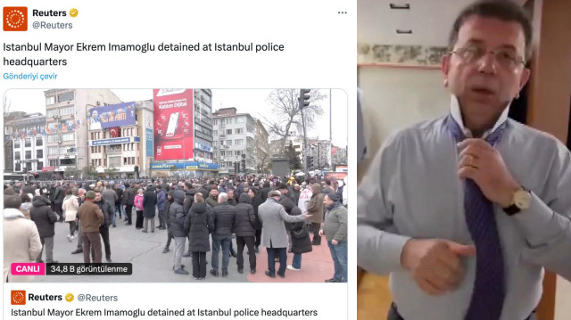Reuters İmamoğlu'nun gözaltına alınmasın ardından toplanan bir avuç kalabalık için canlı yayın açtı