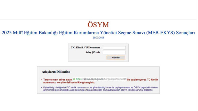 <p>2025 Millî Eğitim Bakanlığı Eğitim Kurumlarına Yönetici Seçme Sınavı (MEB-EKYS) Sonuçları</p>