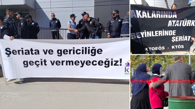 KKTC'de 28 Şubat artıklarından Milli Eğitim Bakanlığı önünde protesto